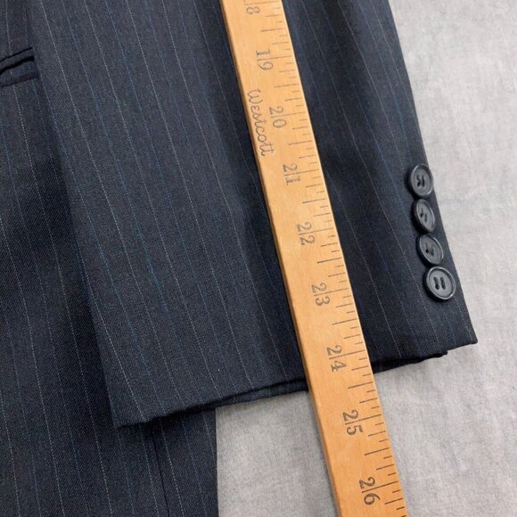 Hart Schaffner Marx Suit Men 42R 34Wx29.5L Gray Blue Pinstripe Classic USA VTG - Picture 6 of 16